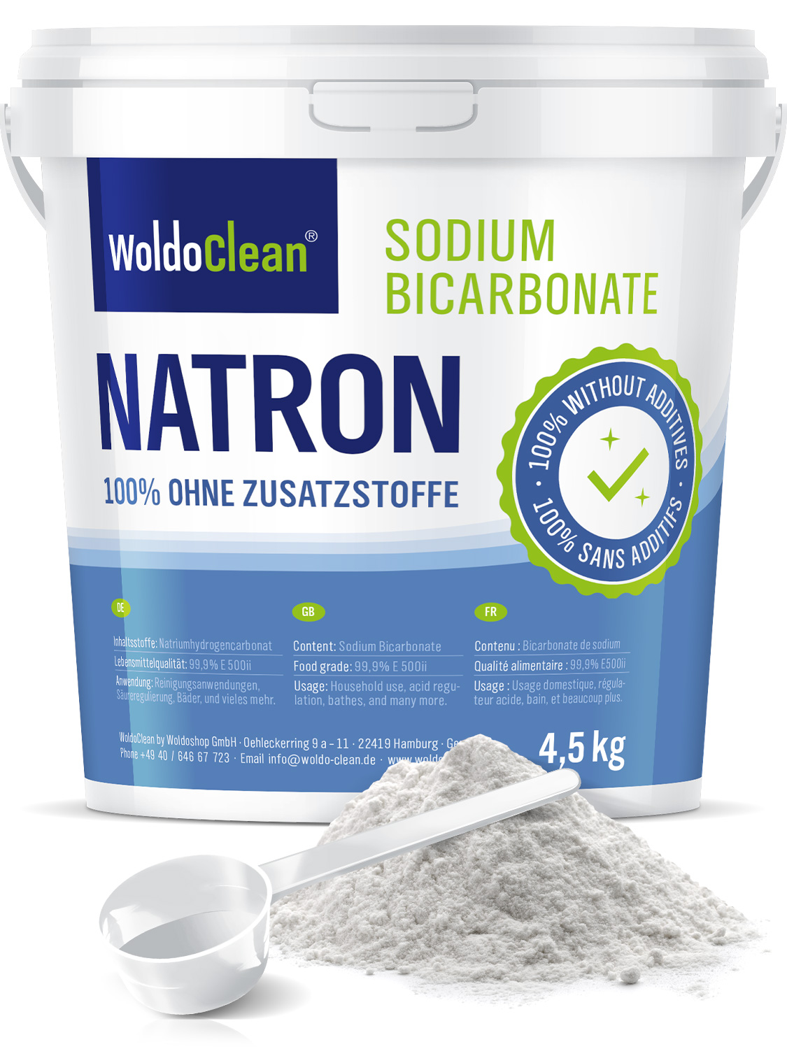 NaHCO3 mind 1 kg Backpulver Natron Natriumbikarbonat E 500 rein 99,0% 