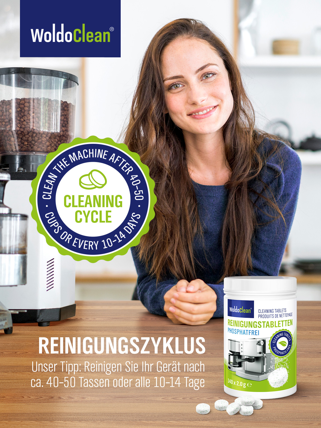 23 EUR/240 g Bevi Coffee Clean Reinigungstabs für Kaffeemaschinen 150St.x1,6g 